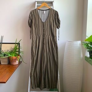 Olive and Stripes Wide leg Jumpsuit - L